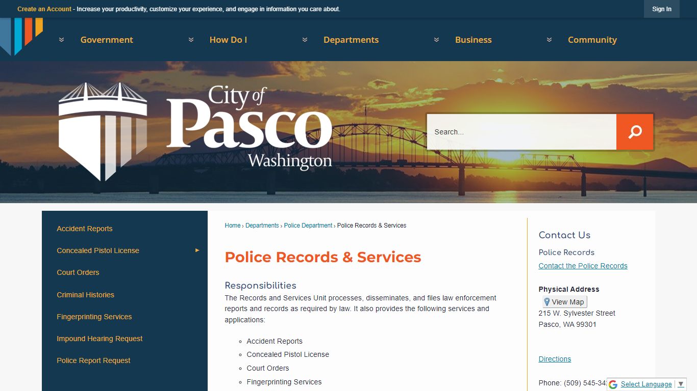 Police Records & Services | Pasco, WA - Official Website